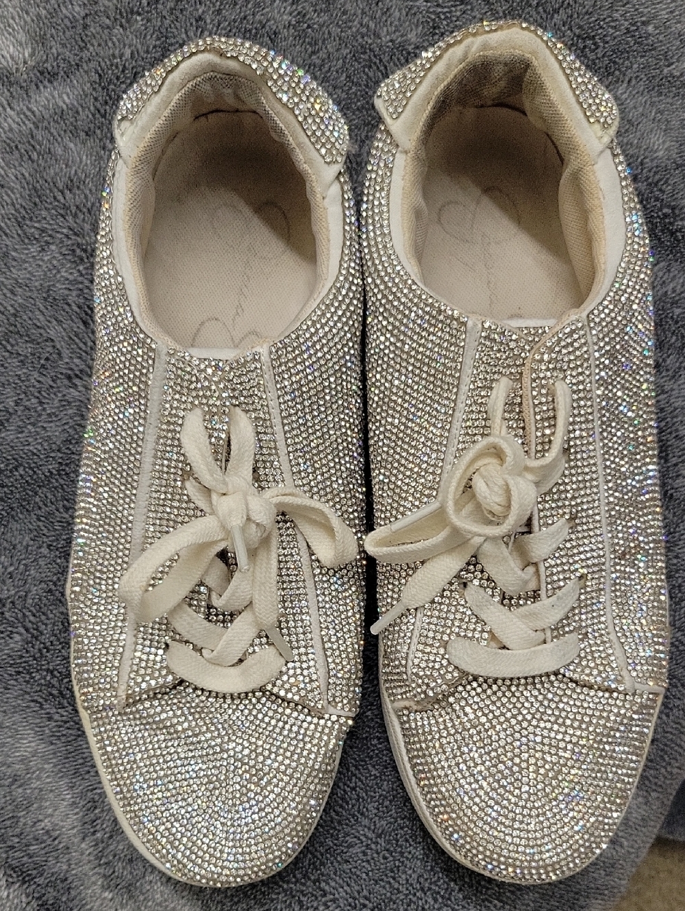 Jessica Simpson Crystal Rhinestone Lace-Up Sneakers - Silver